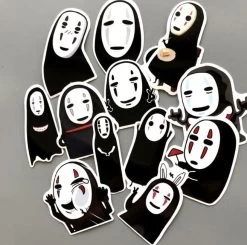 Spirited Away No Face Kaonashi Waterproof Stickers -Ghibli Shop 12 Pcs set New Anime Spirited Away No Face Man Stickers for Skateboard Laptop Luggage Fridge 3