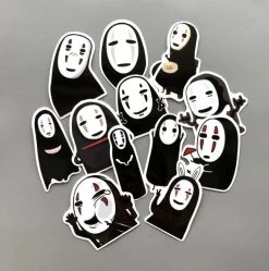 Spirited Away No Face Kaonashi Waterproof Stickers -Ghibli Shop 12 Pcs set New Anime Spirited Away No Face Man Stickers for Skateboard Laptop Luggage Fridge 4