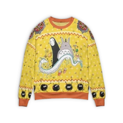 Totoro And No Face Riding Haku 3D Ugly Christmas Sweater