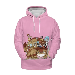 Ghibli Characters On Cat Bus 3D Hoodie