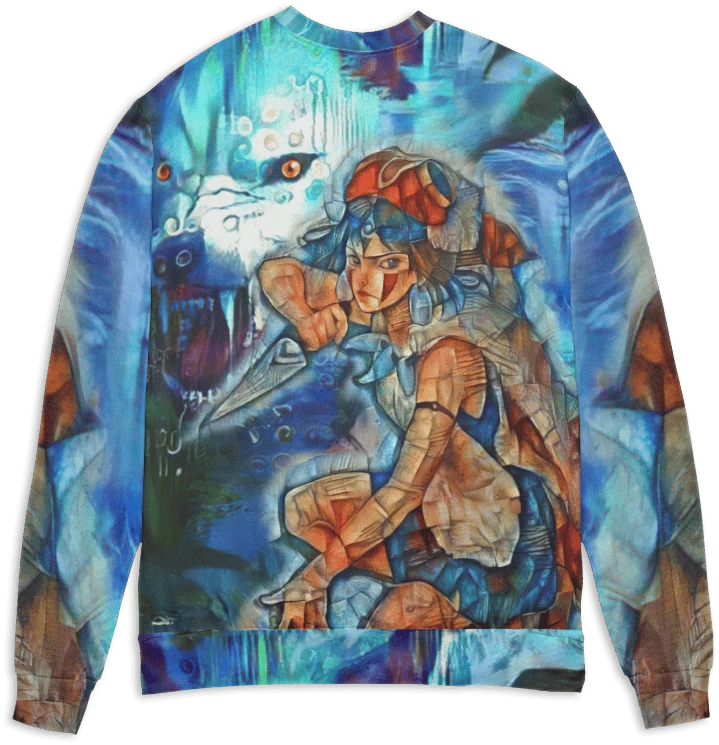 Princess Mononoke Canvas 3D Sweater 4 Princess Mononoke Canvas 3D Sweater - Image 2