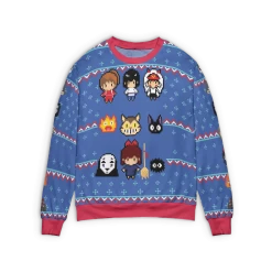 Ghibli Chibi 8bit Ugly Christmas Sweater