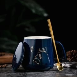 My Neighbor Totoro Ceramic Coffee Mug With Lid And Spoon -Ghibli Shop 400ml New Product European Style Light Luxury Gold painted Ceramic Coffee Mug with Lid Spoon Water 1.jpg 640x640 1 1
