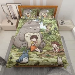 Totoro And The Girls Quilt Bedding Set