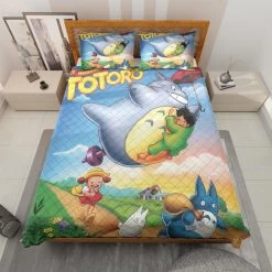 Umbrella Totoro Colorful Quilt Bedding Set