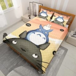 Totoro Family Quilt Bedding Set -Ghibli Shop BEDSET 661 MOCKUP 3