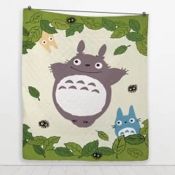 Totoro And Friends Quilt Blanket -Ghibli Shop BLANKET 648 MOCKUP 3