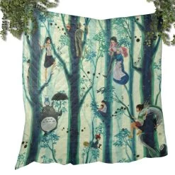 Totoro And Friends In The Jungle Quilt Blanket -Ghibli Shop BLANKET 655 MOCKUP 2 1