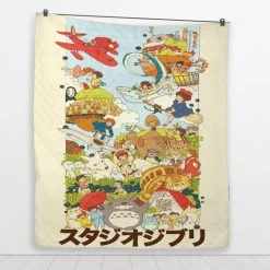 Studio Ghibli Compilation Quilt Blanket -Ghibli Shop BLANKET 708 MOCKUP 3