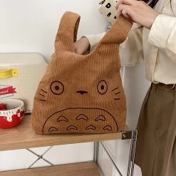 My Neighbor Totoro Cartoon Corduroy Tote Bag -Ghibli Shop Canvas Tote Bags for Women 2022 Corduroy Large Ladies Cotton Cloth Handbag Cartoon Print Female Shoppers 6