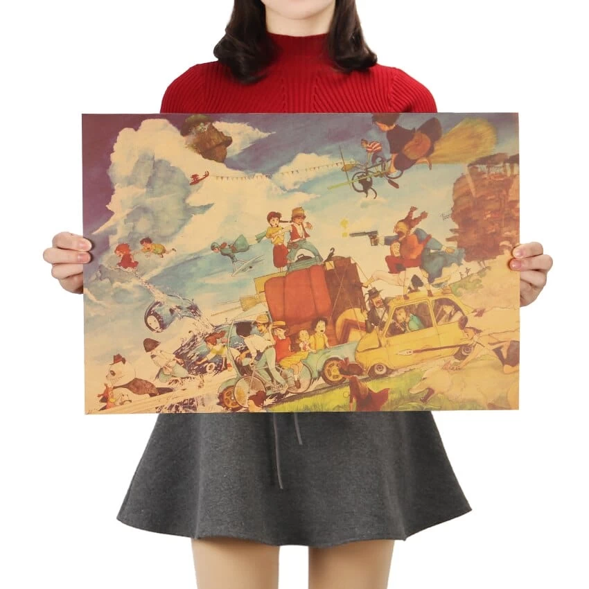 Combination Of Ghibli Characters Kraft Paper Poster 3 Combination Of Ghibli Characters Kraft Paper Poster