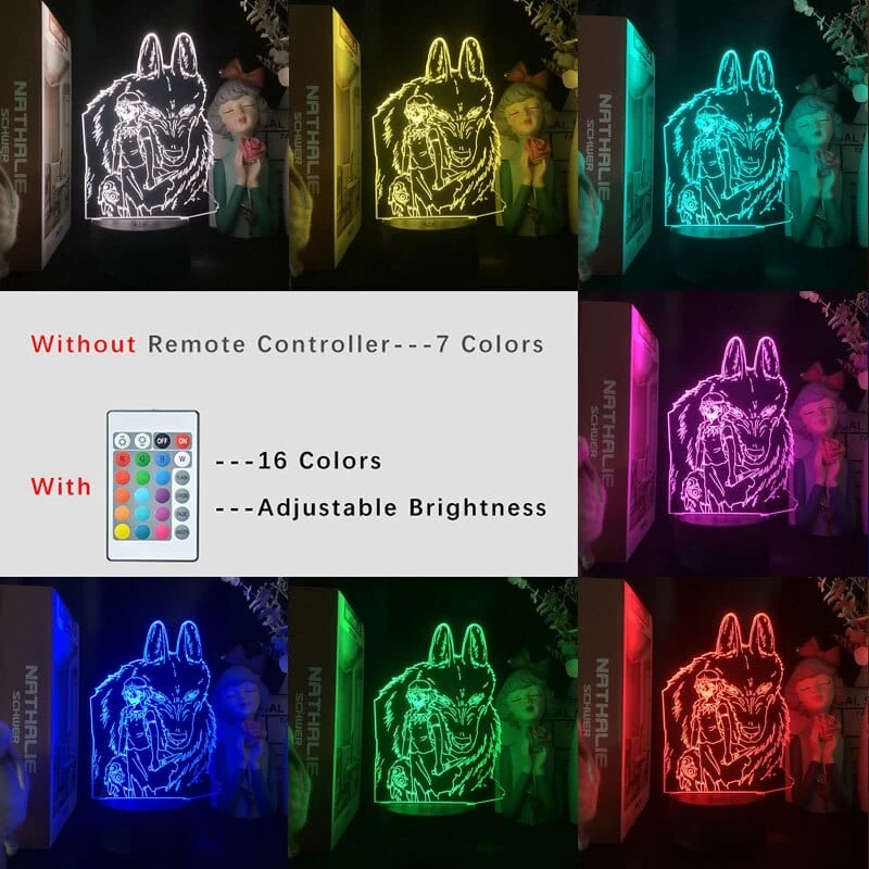 Princess Mononoke 3D LED Light Multi-Color Changing 6 Princess Mononoke 3D LED Light Multi-Color Changing - Image 4