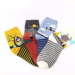 Studio Ghibli Socks 4pairs/set -Ghibli Shop PEONFLYNewStripedcartoonfairytaleAnimationTotorosoxAutumnSummerSouthKoreanwomensFashion 2nd 1