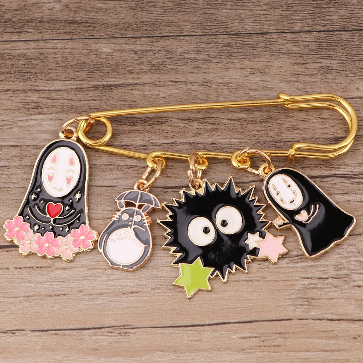 No Face, Totoro, Soot Sprites Cute Enamel Pins 5 No Face, Totoro, Soot Sprites Cute Enamel Pins - Image 3