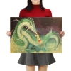 Spirited Away Chihiro And Haku Kraft Paper Poster -Ghibli Shop TIE LER Famous Hayao Miyazaki Anime Movie Spirited Away Kraft Paper Poster Decorative Painting Wall Stickers wpp1587998741128