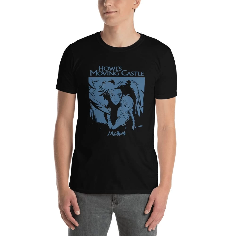 Howl’s Moving Castle Black & White T Shirt Unisex 8 Howl’s Moving Castle Black & White T Shirt Unisex - Image 6