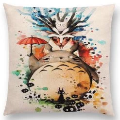 Studio Ghibli Watercolor Throw Pillow Cover -Ghibli Shop productimage417978544 2nd