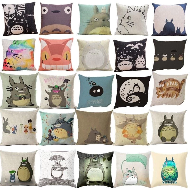 Colorful Totoro Printed Throw Pillow Cover 3 Colorful Totoro Printed Throw Pillow Cover