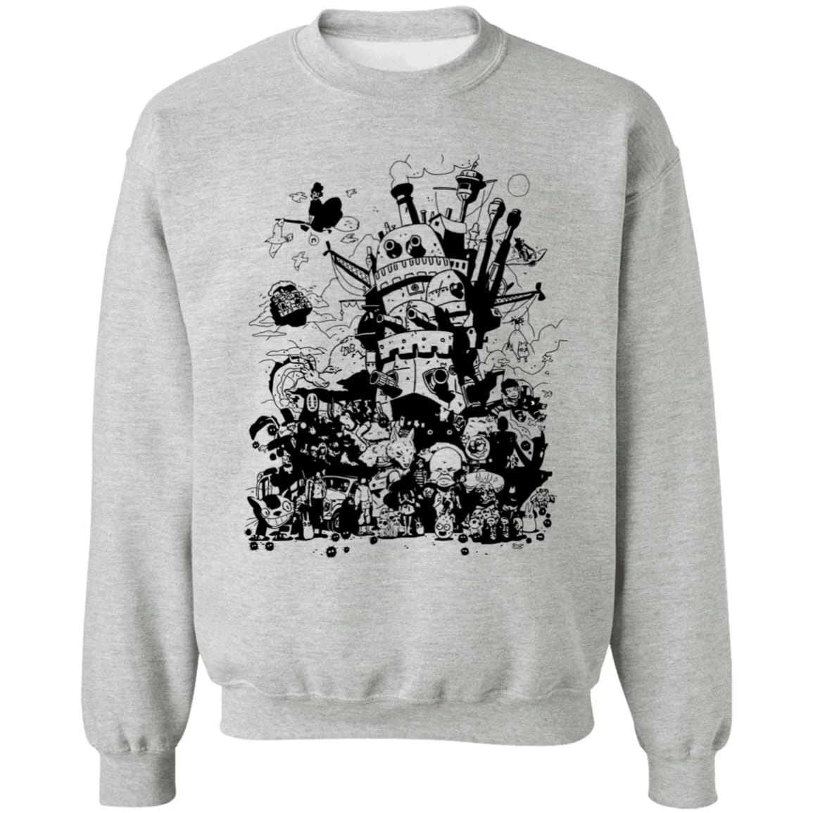 Studio Ghibli Art Collection Black And White Sweatshirt 3 Studio Ghibli Art Collection Black And White Sweatshirt