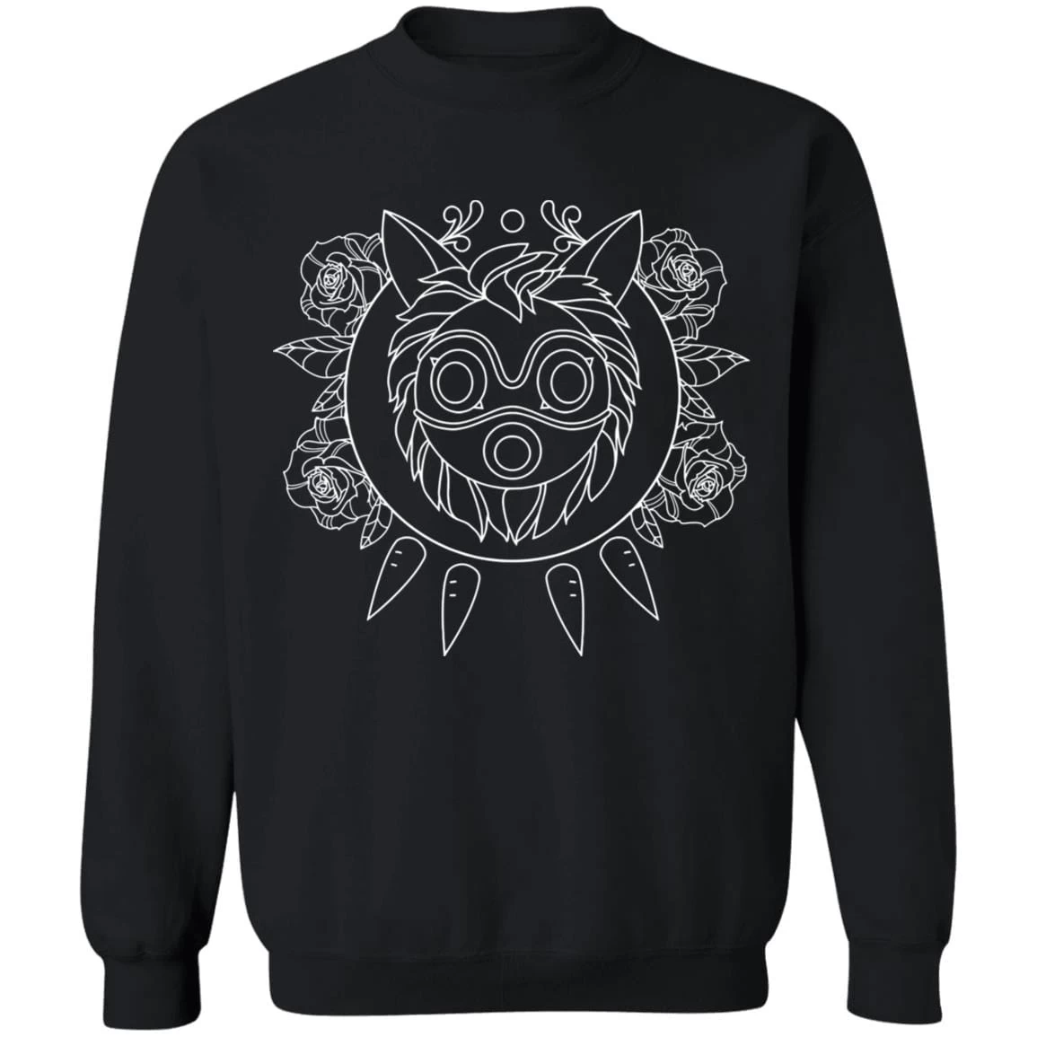 Princess Mononoke Mask In Black And White Sweatshirt Unisex 13 Princess Mononoke Mask In Black And White Sweatshirt Unisex - Image 11