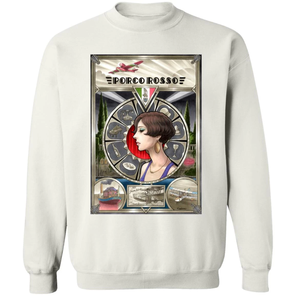 Porco Rosso Fiona Portrait Art Sweatshirt 4 Porco Rosso Fiona Portrait Art Sweatshirt - Image 2