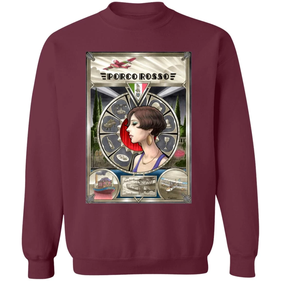 Porco Rosso Fiona Portrait Art Sweatshirt 6 Porco Rosso Fiona Portrait Art Sweatshirt - Image 4