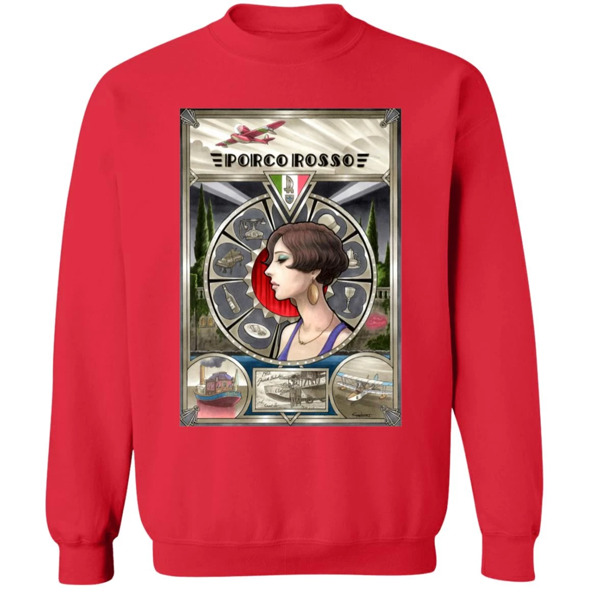 Porco Rosso Fiona Portrait Art Sweatshirt 8 Porco Rosso Fiona Portrait Art Sweatshirt - Image 6