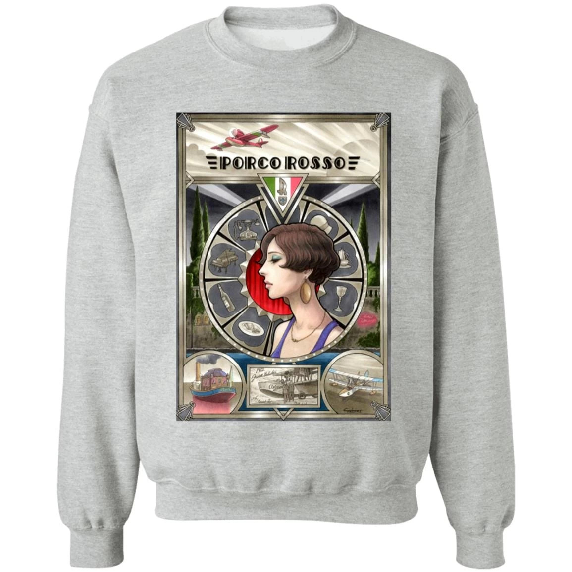 Porco Rosso Fiona Portrait Art Sweatshirt 19 Porco Rosso Fiona Portrait Art Sweatshirt - Image 17