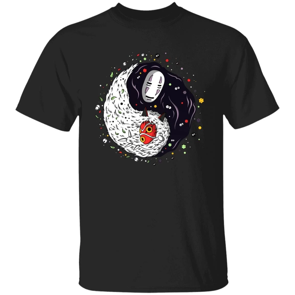 Princess Mononoke And Kaonashi Ying Yang T Shirt 5 Princess Mononoke And Kaonashi Ying Yang T Shirt - Image 3