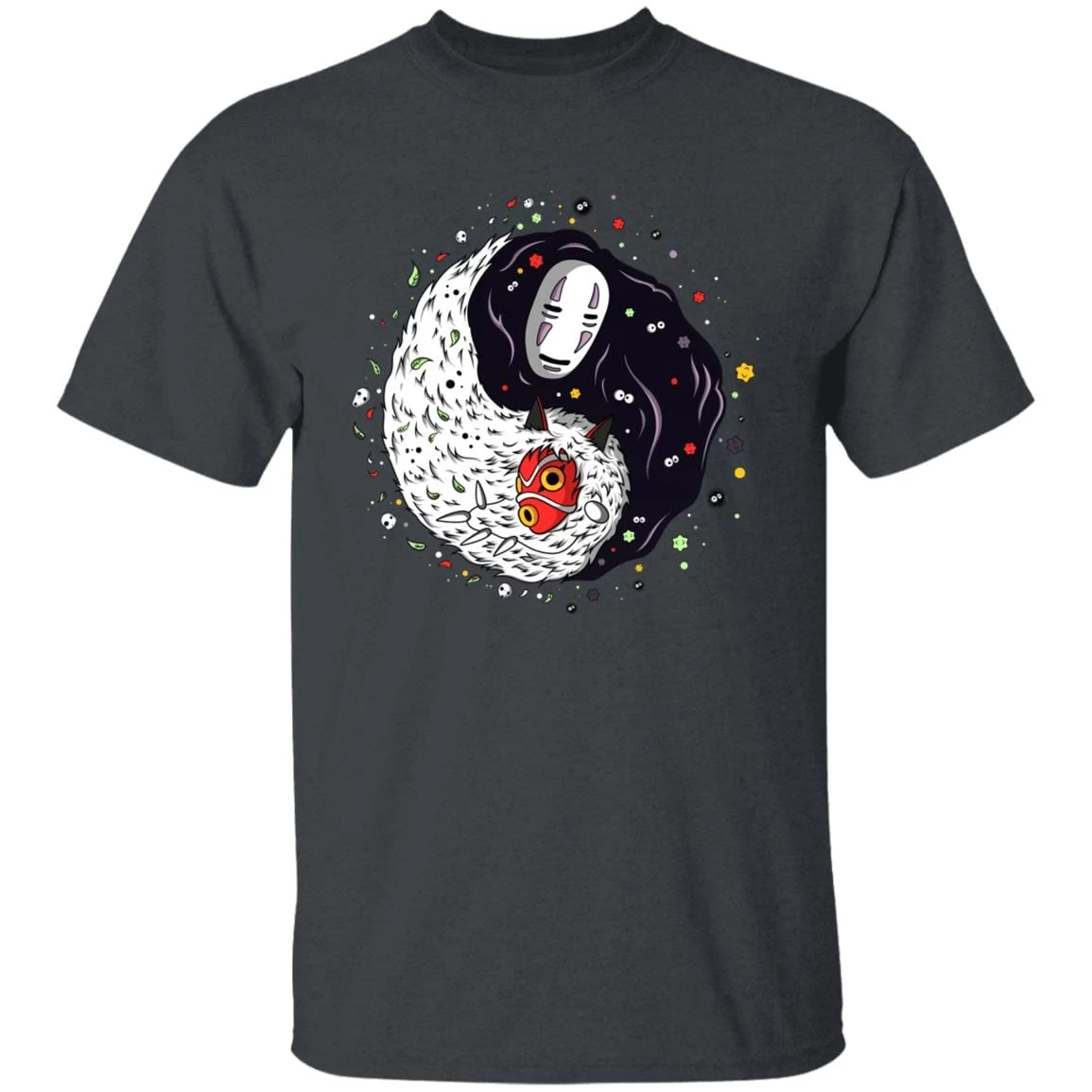 Princess Mononoke And Kaonashi Ying Yang T Shirt 6 Princess Mononoke And Kaonashi Ying Yang T Shirt - Image 4