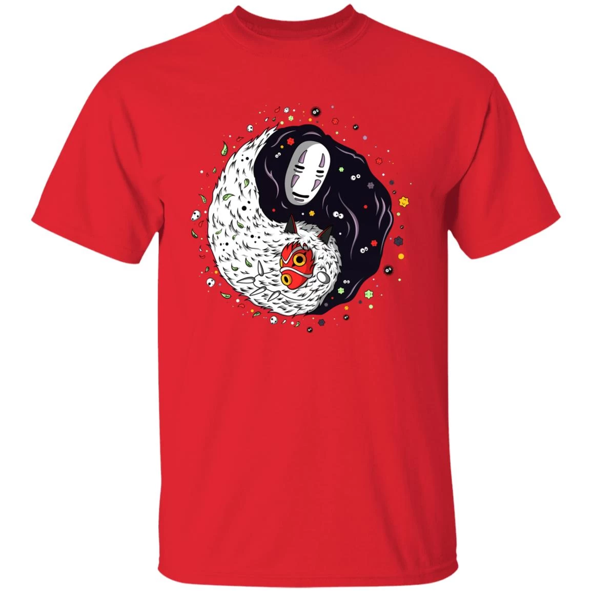 Princess Mononoke And Kaonashi Ying Yang T Shirt 18 Princess Mononoke And Kaonashi Ying Yang T Shirt - Image 16