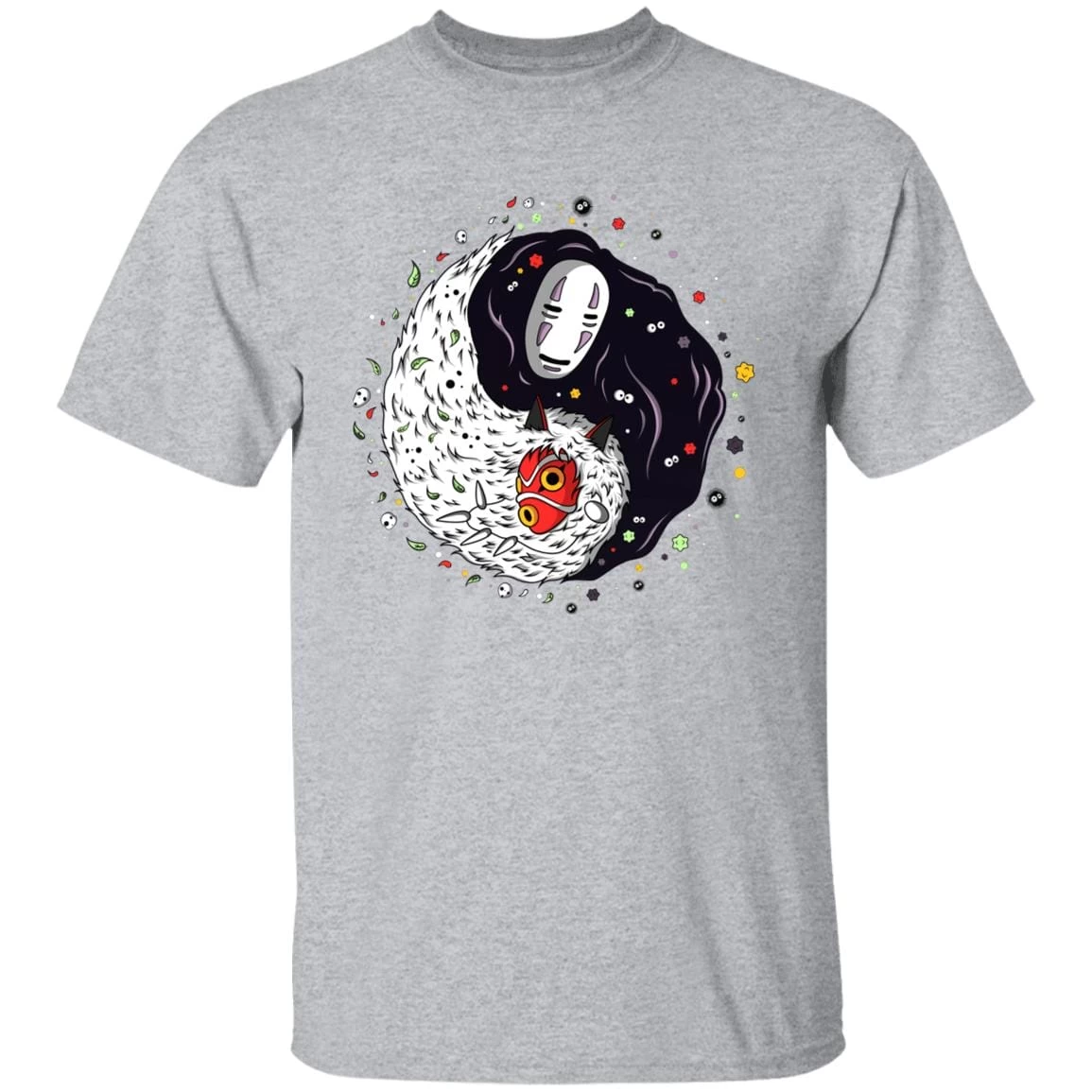 Princess Mononoke And Kaonashi Ying Yang T Shirt 19 Princess Mononoke And Kaonashi Ying Yang T Shirt - Image 17