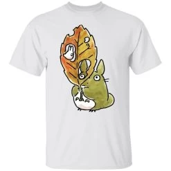 Totoro And The Big Leaf Cute Drawing T Shirt -Ghibli Shop redirect10062021131011 10