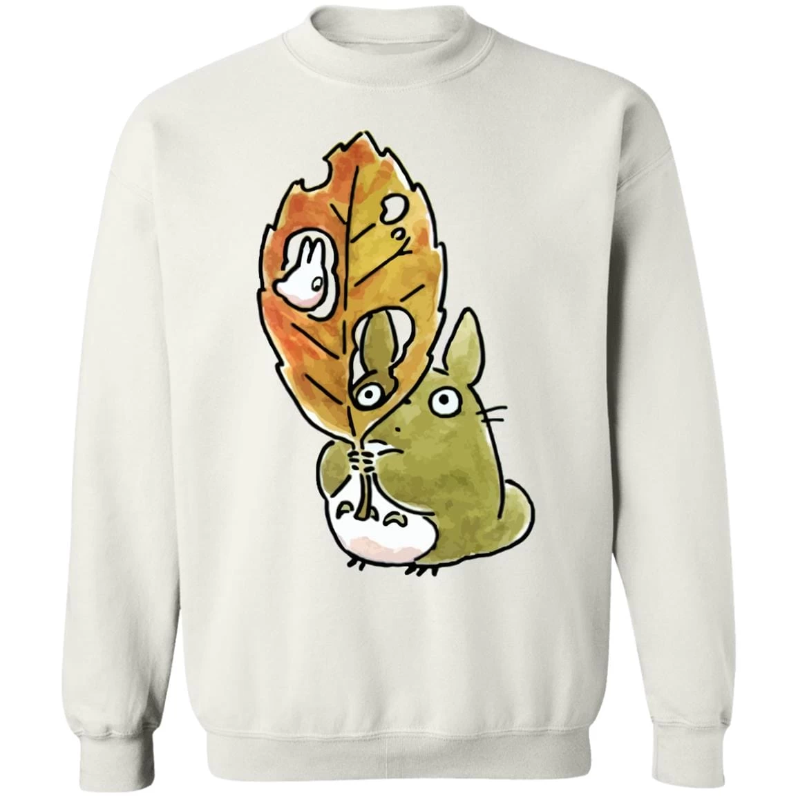 Totoro And The Big Leaf Cute Drawing Sweatshirt 4 Totoro And The Big Leaf Cute Drawing Sweatshirt - Image 2