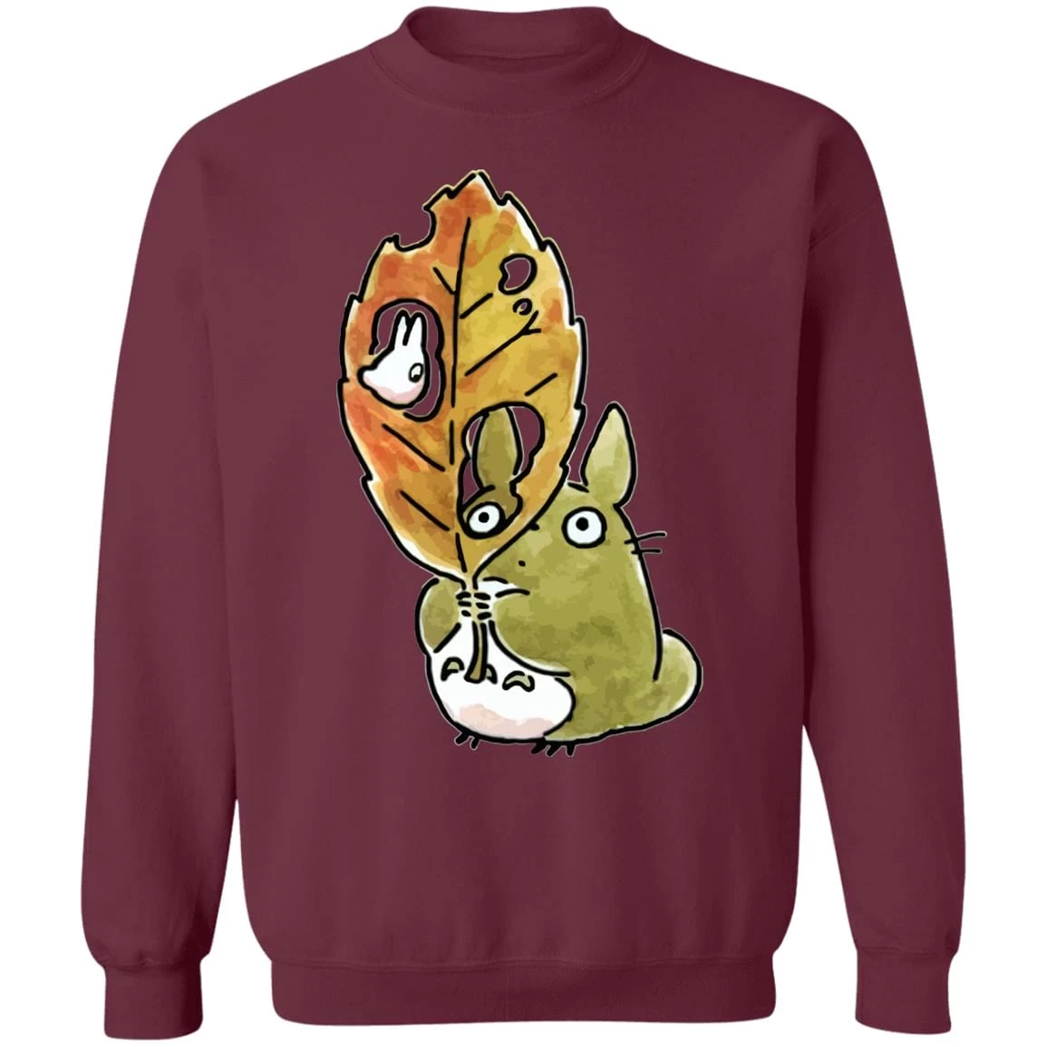 Totoro And The Big Leaf Cute Drawing Sweatshirt 6 Totoro And The Big Leaf Cute Drawing Sweatshirt - Image 4