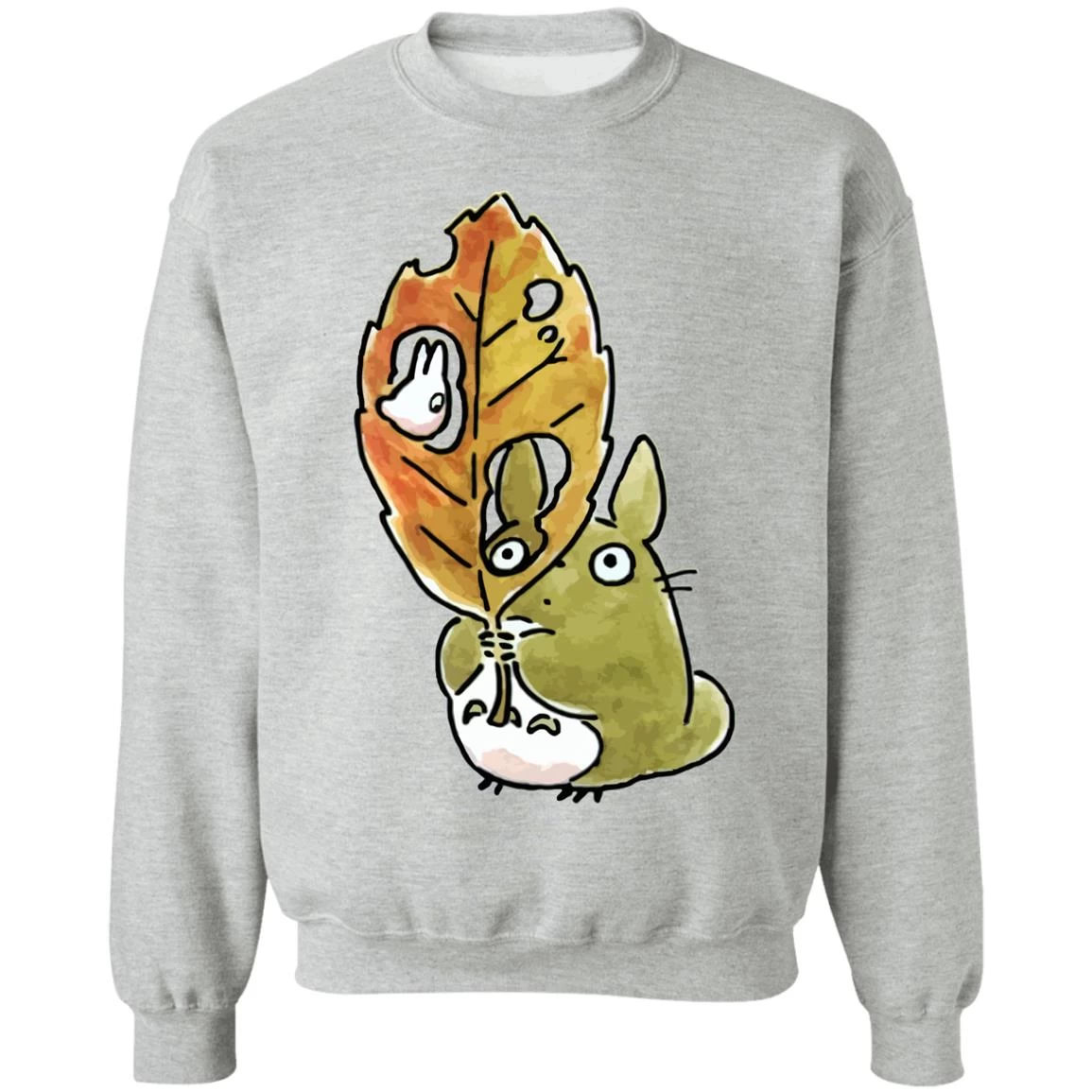 Totoro And The Big Leaf Cute Drawing Sweatshirt 3 Totoro And The Big Leaf Cute Drawing Sweatshirt