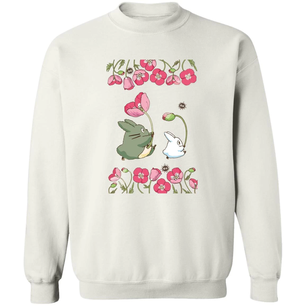 The Mini Totoro And Flowers Sweatshirt 4 The Mini Totoro And Flowers Sweatshirt - Image 2