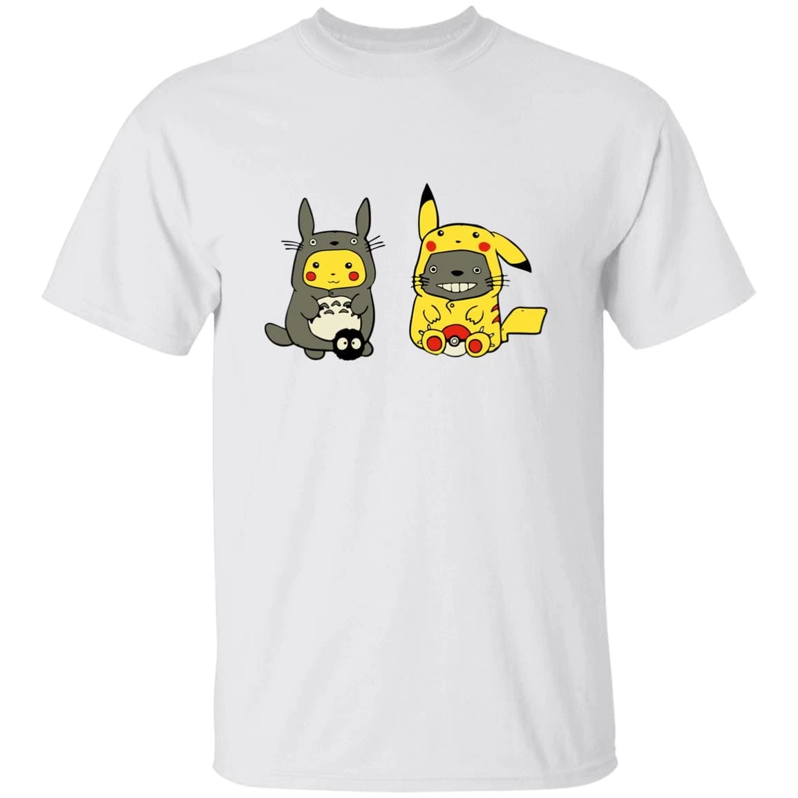 Totoro And Pikachu Cosplaying T Shirt 4 Totoro And Pikachu Cosplaying T Shirt - Image 2