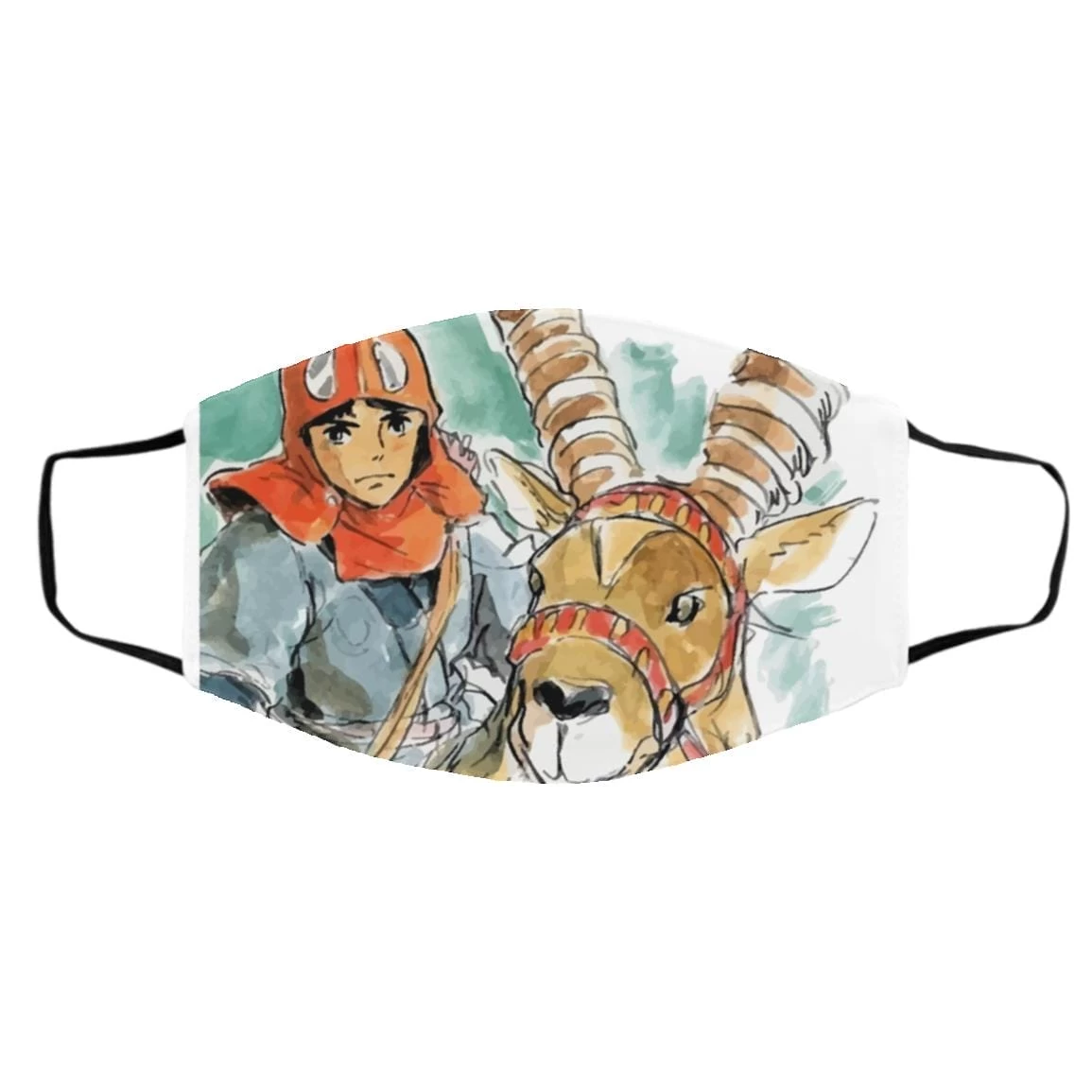 Princess Mononoke – Ashitaka Water Color Face Mask 4 Princess Mononoke – Ashitaka Water Color Face Mask - Image 2