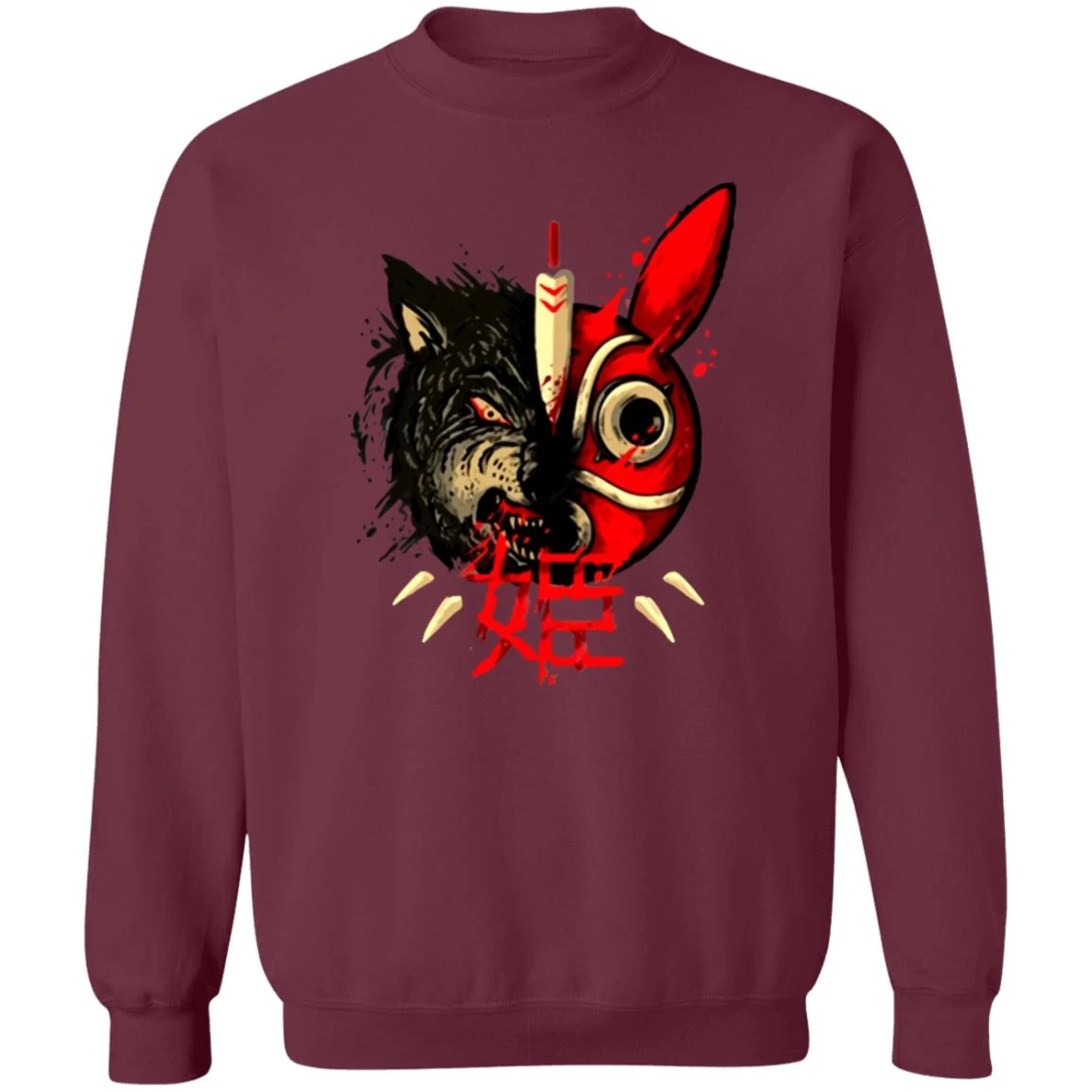Princess Mononoke Mask & Wolf Sweatshirt 5 Princess Mononoke Mask & Wolf Sweatshirt - Image 3