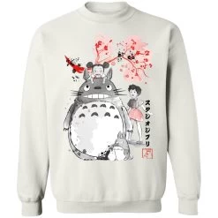 Totoro And The Girls By Sakura Flower Sweatshirt