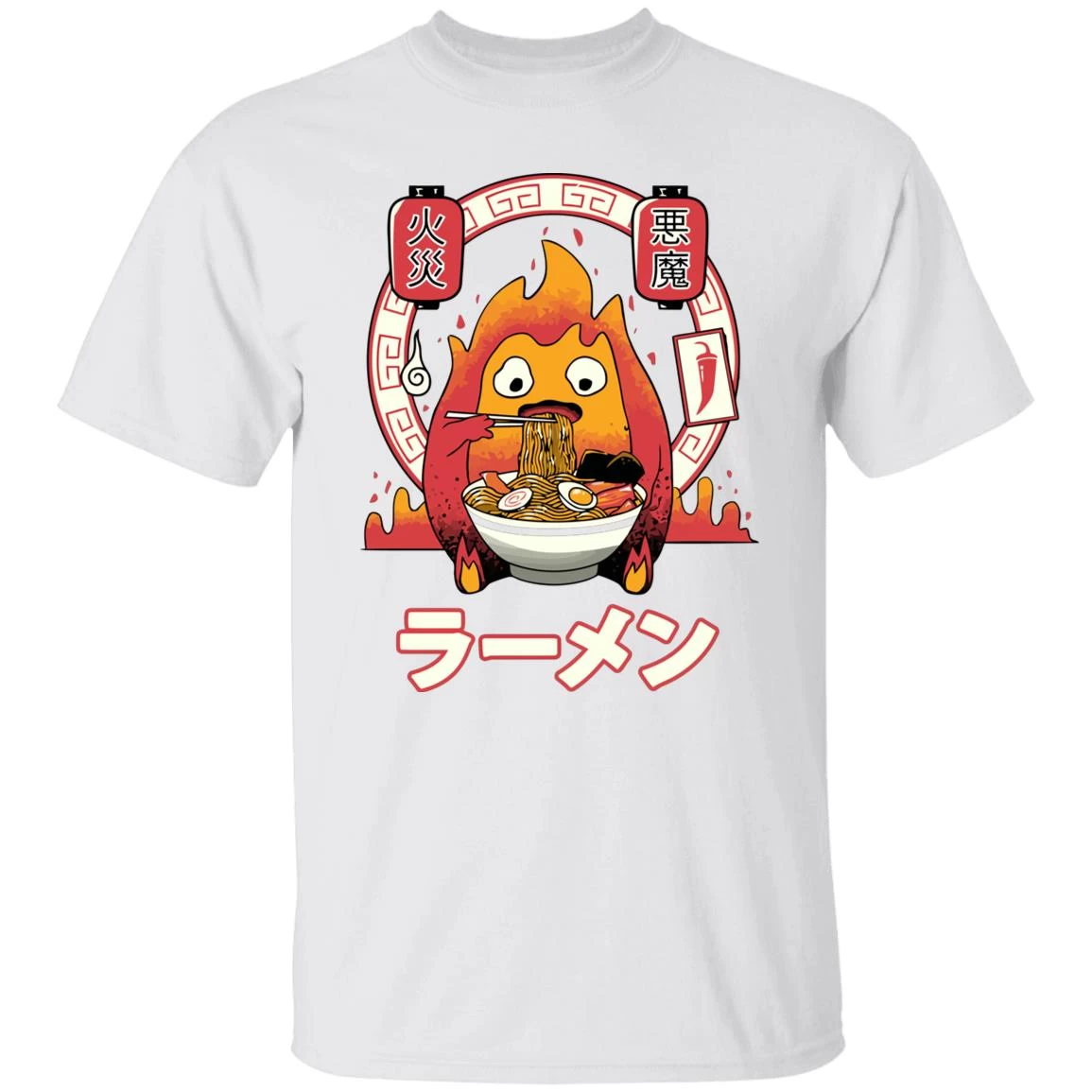 Howl’s Moving Castle – Calcifer Loves Ramen T Shirt 12 Howl’s Moving Castle – Calcifer Loves Ramen T Shirt - Image 10