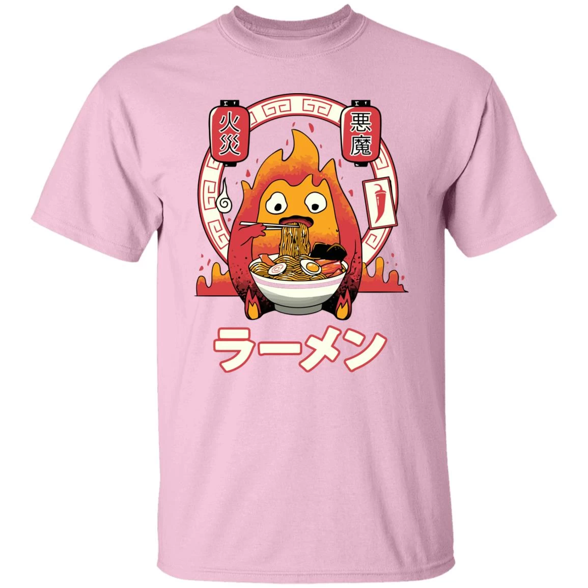 Howl’s Moving Castle – Calcifer Loves Ramen T Shirt 6 Howl’s Moving Castle – Calcifer Loves Ramen T Shirt - Image 4