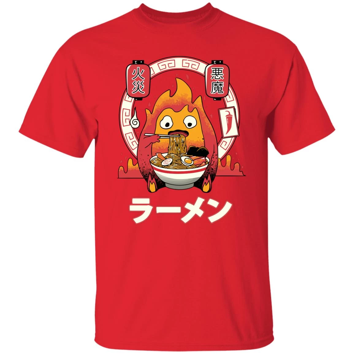 Howl’s Moving Castle – Calcifer Loves Ramen T Shirt 18 Howl’s Moving Castle – Calcifer Loves Ramen T Shirt - Image 16