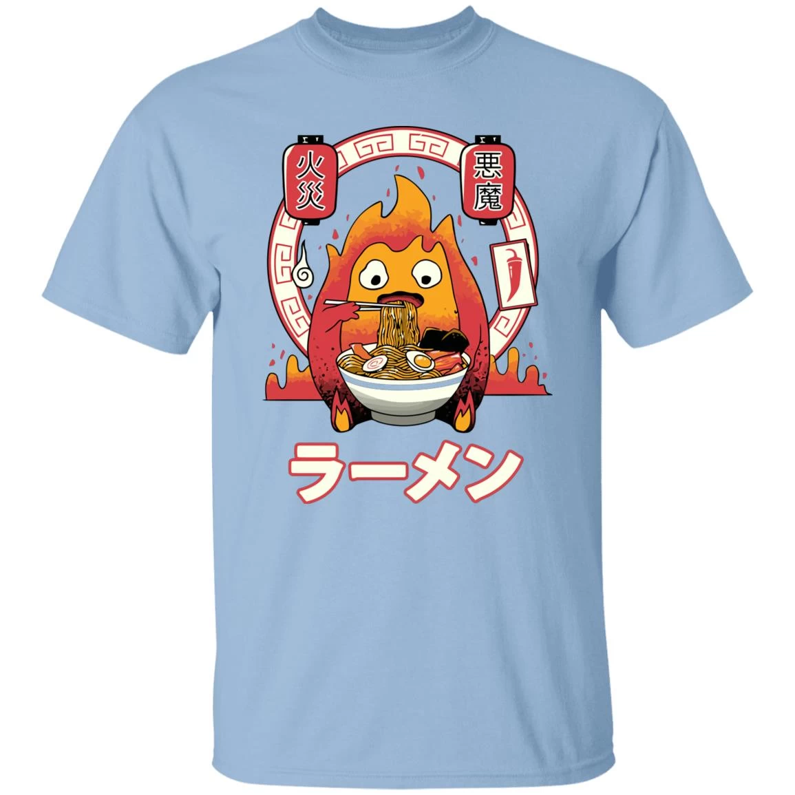 Howl’s Moving Castle – Calcifer Loves Ramen T Shirt 11 Howl’s Moving Castle – Calcifer Loves Ramen T Shirt - Image 9