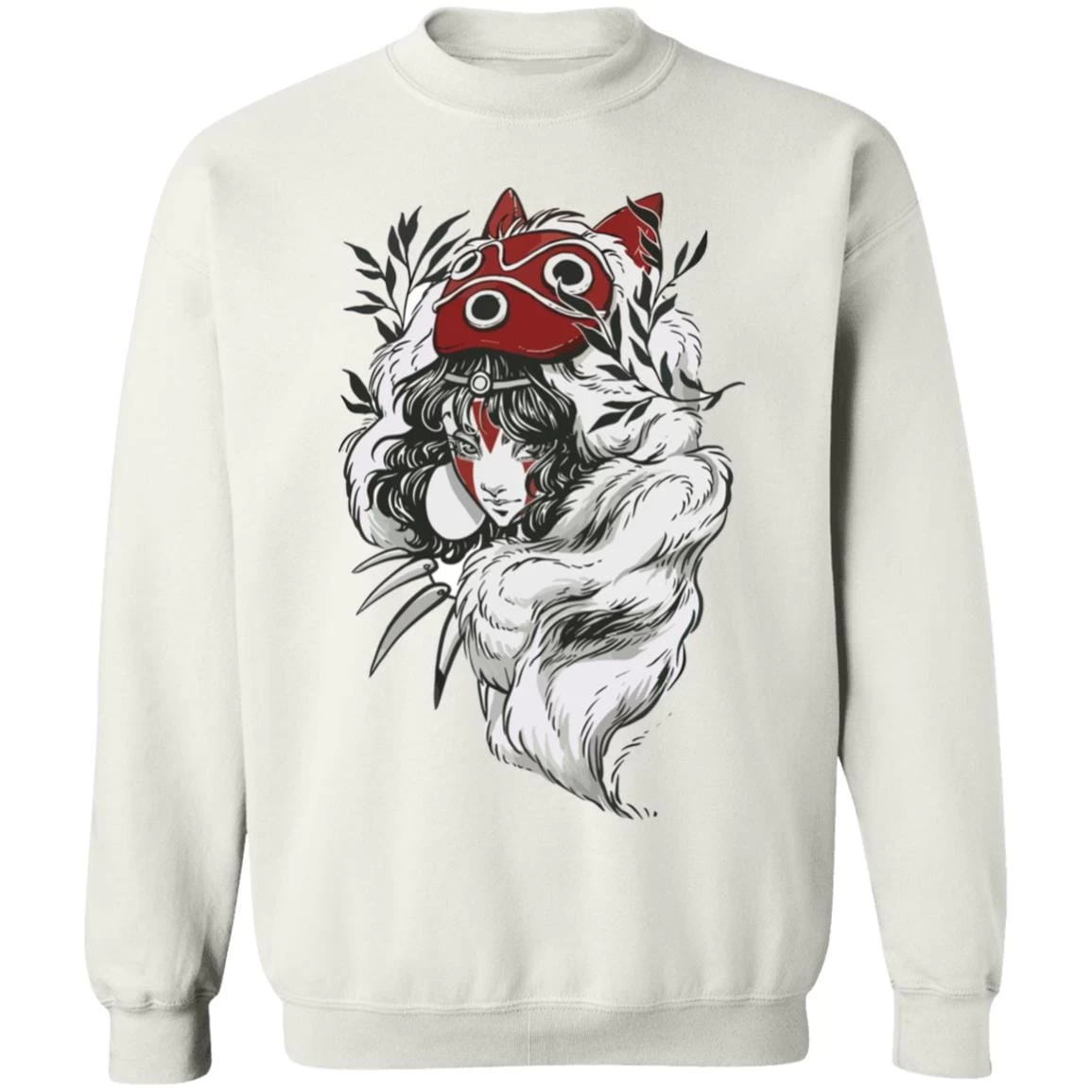 Princess Mononoke Black And White Fanart Sweatshirt 4 Princess Mononoke Black And White Fanart Sweatshirt - Image 2