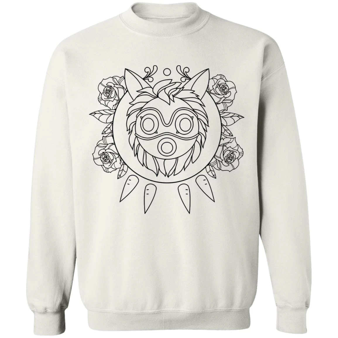 Princess Mononoke Mask In Black And White Sweatshirt Unisex 3 Princess Mononoke Mask In Black And White Sweatshirt Unisex