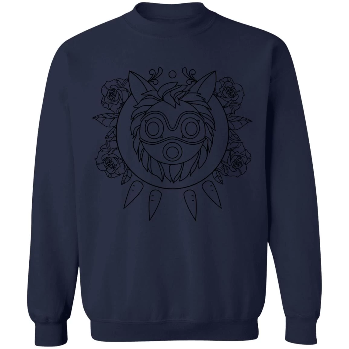 Princess Mononoke Mask In Black And White Sweatshirt Unisex 15 Princess Mononoke Mask In Black And White Sweatshirt Unisex - Image 13