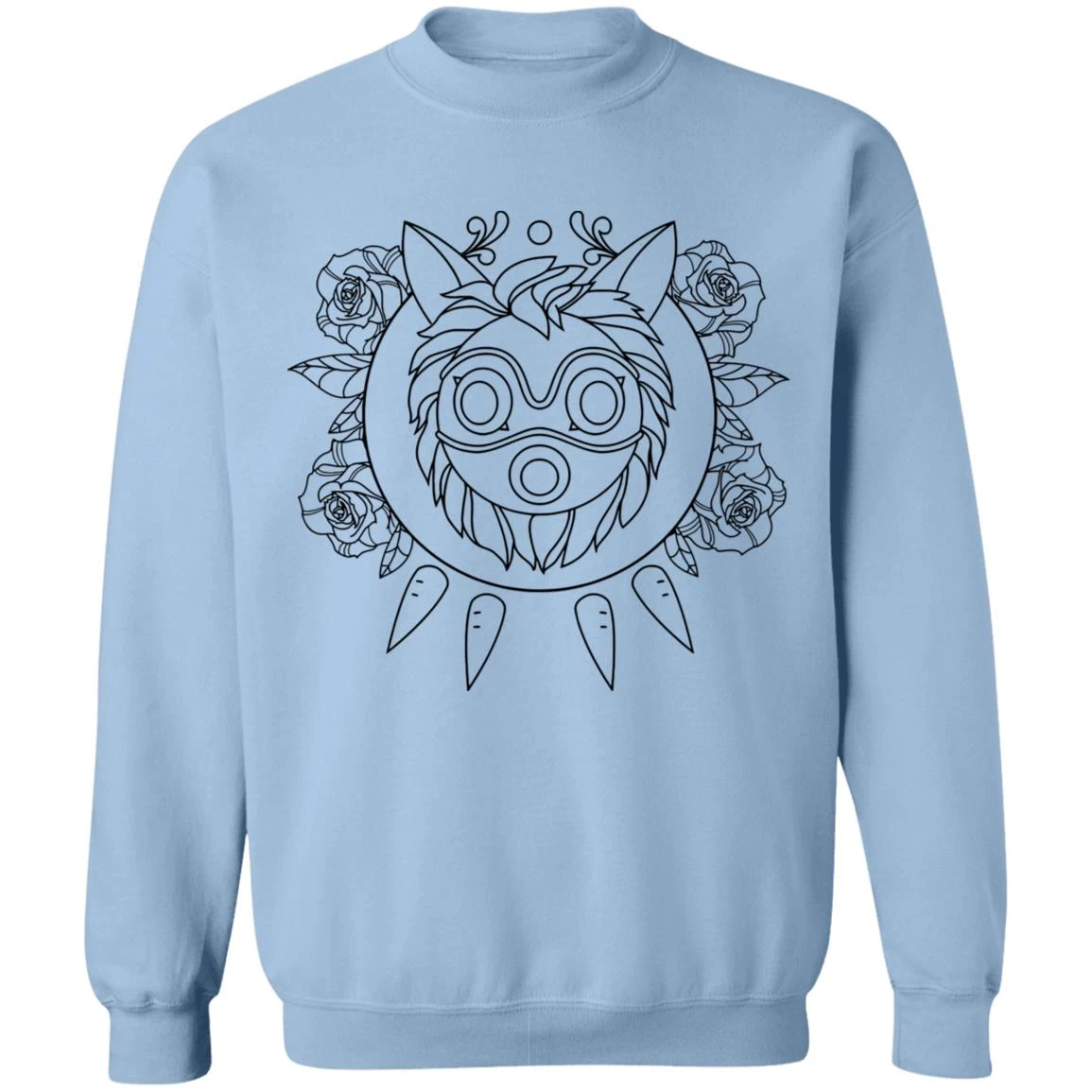 Princess Mononoke Mask In Black And White Sweatshirt Unisex 8 Princess Mononoke Mask In Black And White Sweatshirt Unisex - Image 6