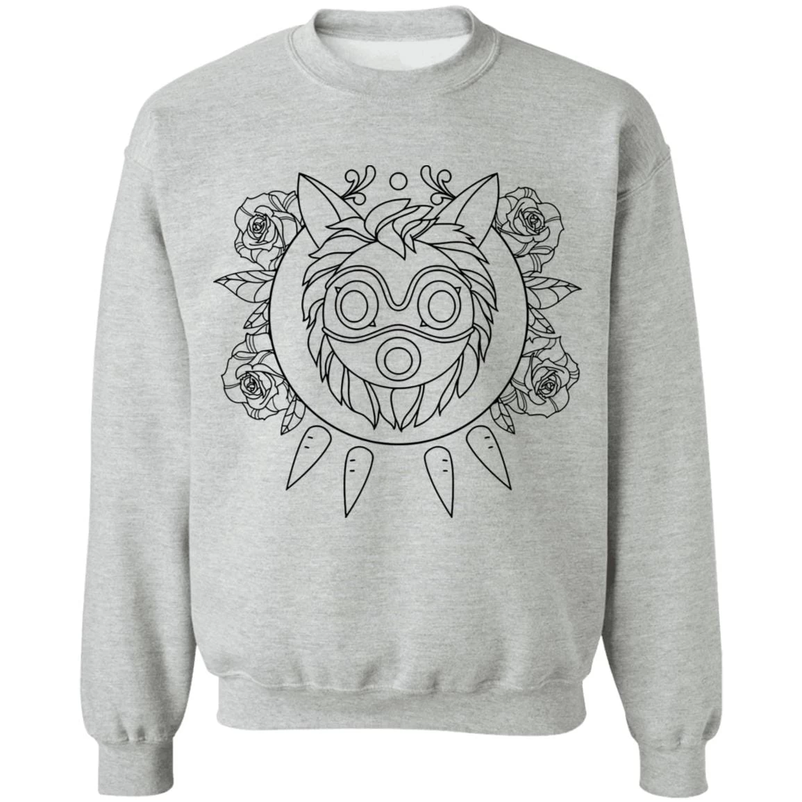 Princess Mononoke Mask In Black And White Sweatshirt Unisex 11 Princess Mononoke Mask In Black And White Sweatshirt Unisex - Image 9